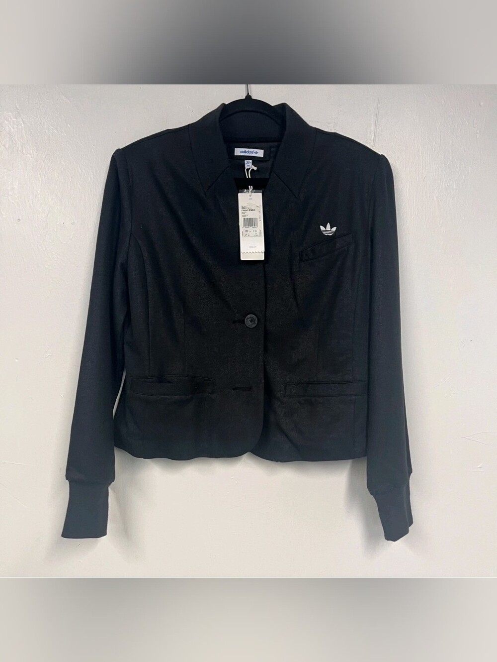 Adidas Night Blazer Womens Trefoil Jacket Cardigan Black Large Nwt